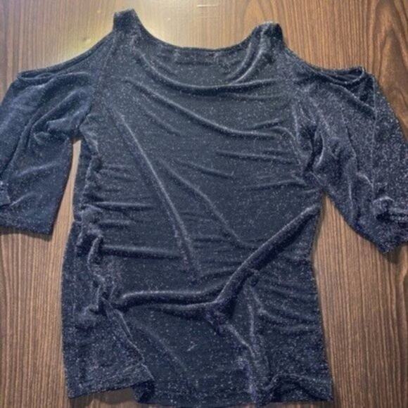 7th Ave NY&C Cold Shoulder Bell Sleeve Metallic Women's Size XS - Picture 2 of 8
